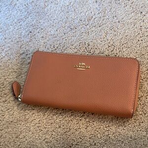 Coach Soft Pink Pebbled Leather Zip Wallet